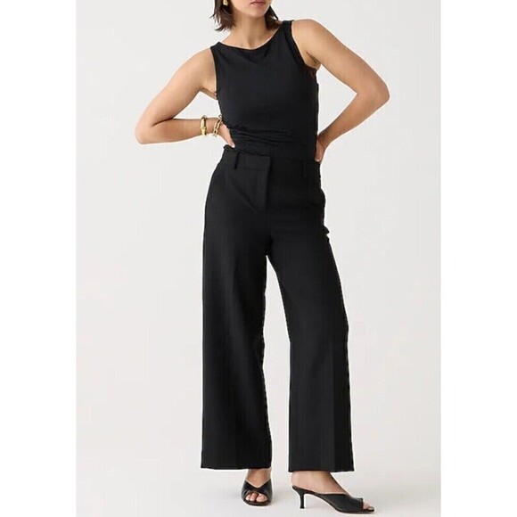 J.Crew $128 Sydney Wide Leg Pant Four Season Stretch Black Size 2P BN852 - Picture 1 of 11